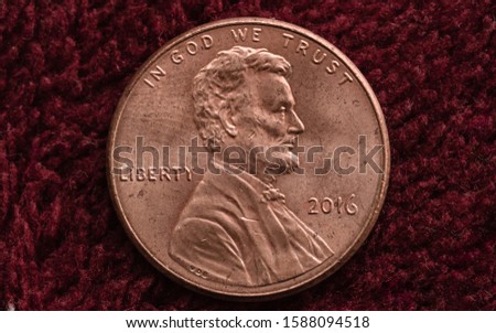 Money, Coin, Dólar. Photo of the back of the dollar penny.
