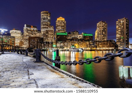 Boston Downtown skyline at night
