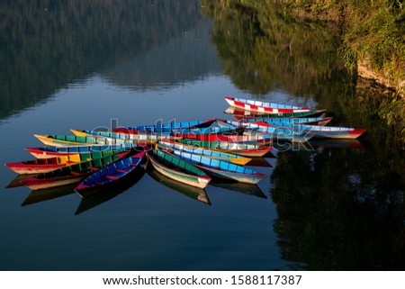 Boat formation in Phewa lake Pokarha nepal 