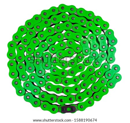 green motorcycle chain on a white background stripes