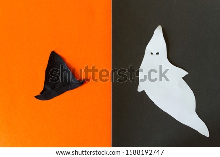 Funny ghost character. Halloween concept. Made of paper