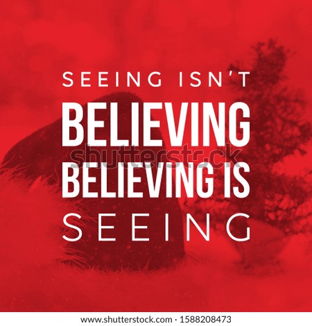 Christmas quote and card; Seeing isn,t believing, believing is seeing. Great for social media & print purpose.