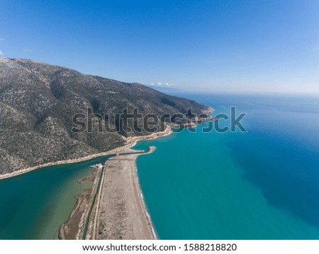 Aerial view of a remote mountain beside of Mediterranean Sea