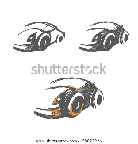 vector set of hand-drawn car sketches, logo ideas