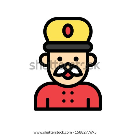 Christmas related soldier with hat avatar with editable stroke