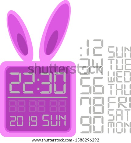Cute rabbit form on digital clock.