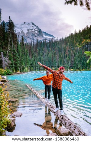 Joffre lakes national park British Colombia Whistler Canada, couple hiking in the park near Whistler,  A Turquoise Oasis lake