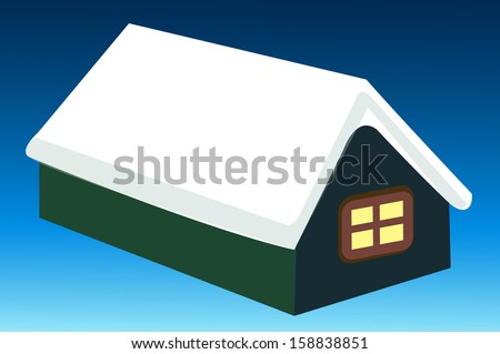 Vector illustration of a snow covered house