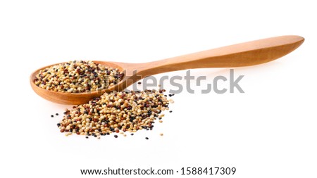 raw quinoa on white background
