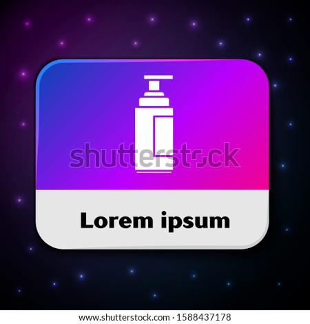 White Cream or lotion cosmetic tube icon isolated on black background. Body care products for men. Rectangle color button. 