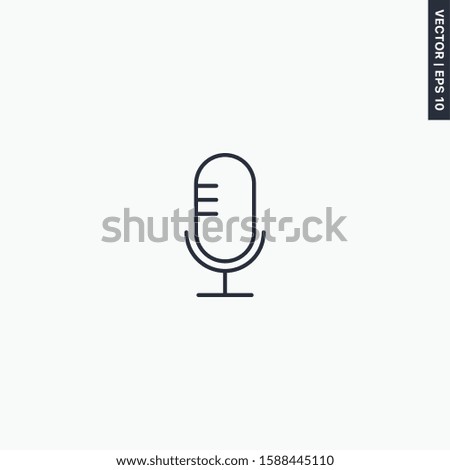 Mic, linear style sign for mobile concept and web design. Symbol, logo illustration. Pixel perfect vector graphics