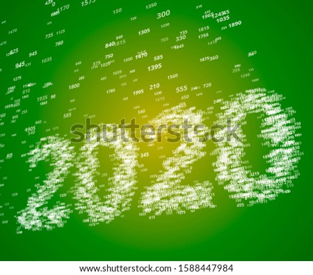 New year 2020 green illustration with numbers two zero in perspective