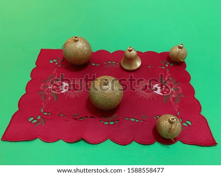 Christmas toys on a red background