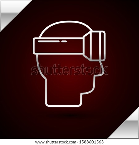 Silver line Virtual reality glasses icon isolated on dark red background. Stereoscopic 3d vr mask.  Vector Illustration