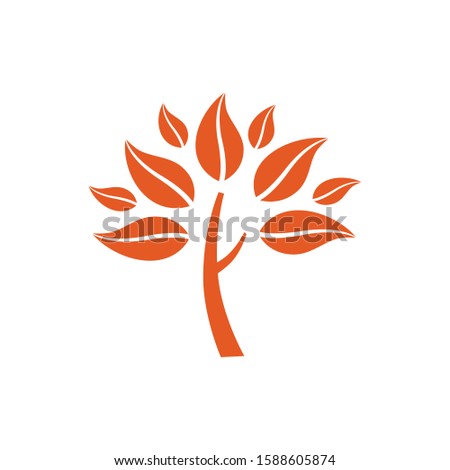 orange tree silhouette isolated on white background, vector