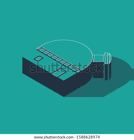 Isometric Astronomical observatory icon isolated on green background.  Vector Illustration