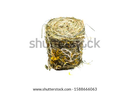 Hay Bale with Blossoms isolated on white 