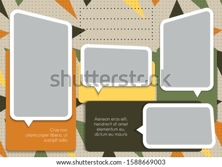 Template for photo collage or infographic in modern style. Frames for clipping masks are in the vector file. Template for a photo album with asymmetric frames