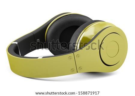 yellow and black wireless headphones isolated on white background