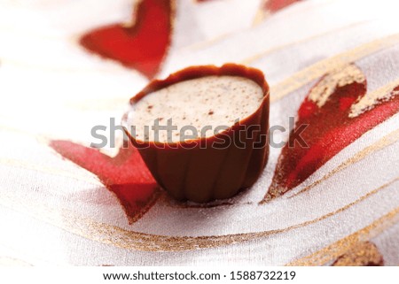 Chocolate on a heart table cloth