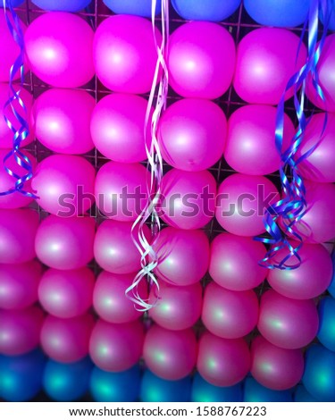 Blue and pink colour Balloons decoration background for celebrations Festival or event