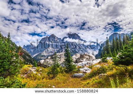 Spectacular View of the Grand Teton Peaks from the Cascade Canyon trail