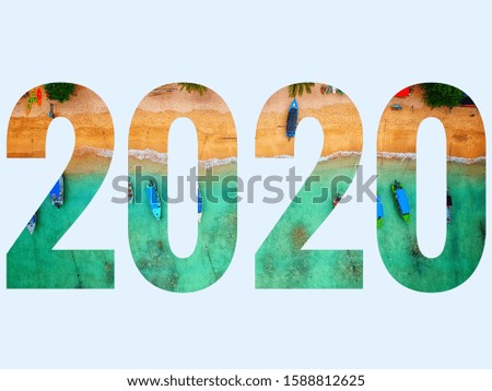 The concept of the new year 2020, is based on a picture of the beach landscape