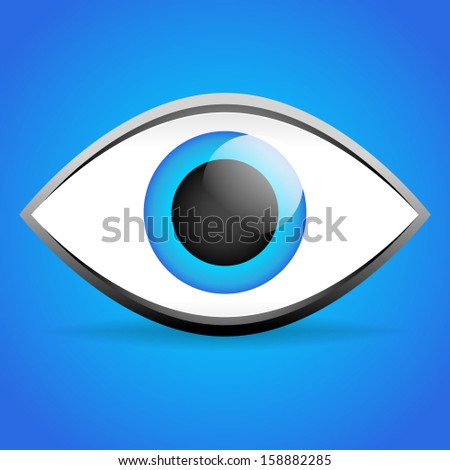 Stylized Eye with high-light on a blue backdrop.