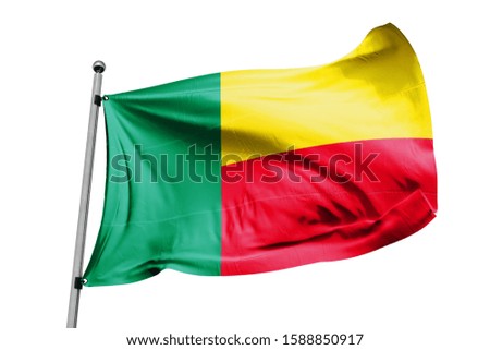 Benin flag waving isolated white background