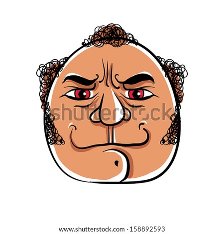 Angry cartoon face, vector illustration.
