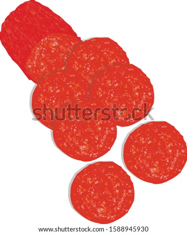 Pepperoni Slices - Isolated Icon Illustration Royalty-Free Stock Photo #1588945930