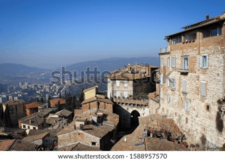 Panoramic view of Perugia historical center, Italy