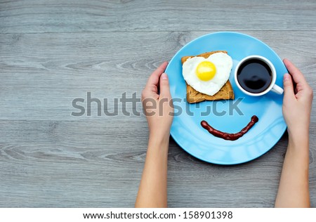 Smile for sweet breakfast with love Royalty-Free Stock Photo #158901398