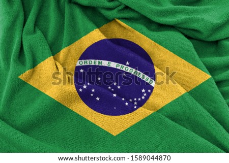 Fabric texture of Brazil national flag