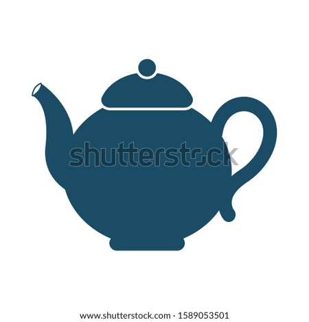 High quality dark blue flat tea pot icon for web site designs, mobile apps and social media posts.