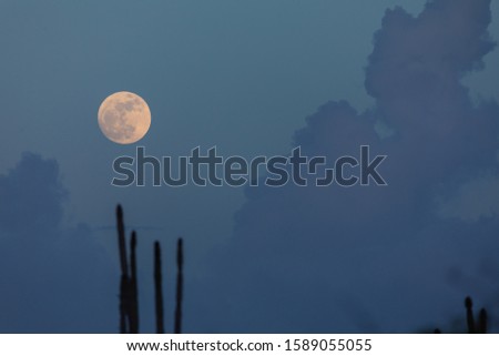 A beautiful shot of the mysterious moon in the night sky in Bonaire, Caribbean