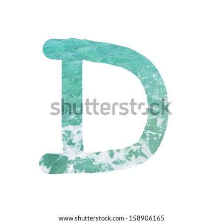 Letter D written in the sea water