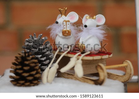 new year 2020 symbol mouse or rat new year toys, christmas cards