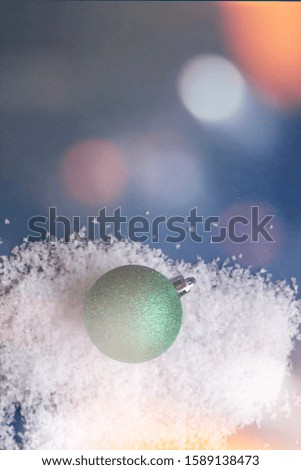 Christmas decoration isolated with selective focus, template for greeting card with space for text