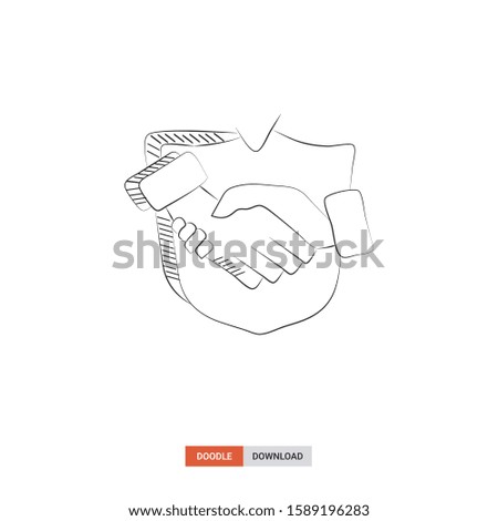 Doodle sketch of trust concept on white background. trust doodle art. Cartoon vector illustration. Isolated sketch line art. Icon in hand drawing design style.