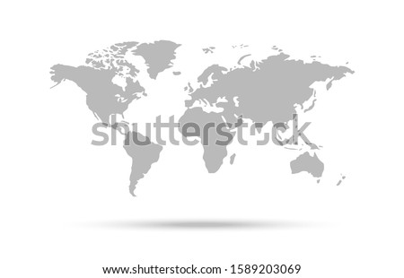 World map vector icon, countries and continents.