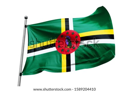 Dominica flag waving isolated white background