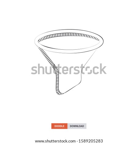 Doodle sketch of Filter concept on white background. Filter doodle art. Cartoon vector illustration. Isolated sketch line art. Icon in hand drawing design style.