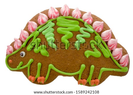 sweet gingerbread decorated with icing in the form of a porcupine
