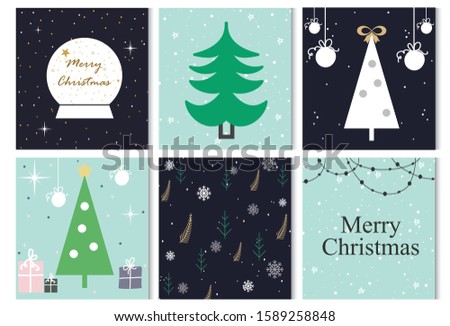 Set of Scandinavian  christmas Winter Vector Pattern with christmas tree,leaves,balls, ornaments,snow and gifts.
Blue christmas background design for cards, posters, postcards, banners and wallpaper.