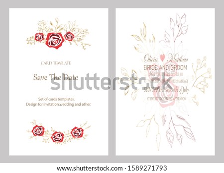 Hand drawn vector cards with flowers,leaves. Botanic  Design for banner, wedding, poster, invitation, cover, placard, brochure, header.