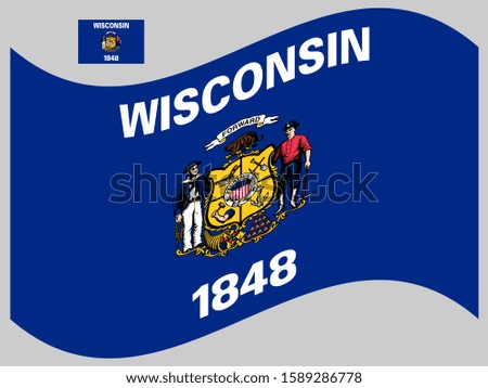 Wave Wisconsin Flag Vector illustration Eps 10
