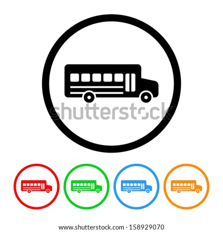 School Bus Icon with Color Variations Royalty-Free Stock Photo #158929070