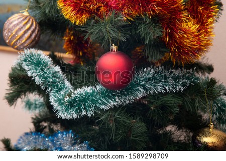Christmas decorations on the Christmas tree. New year and Christmas.