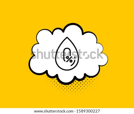 No alcohol line icon. Comic speech bubble. Organic tested sign. Water drop symbol. Yellow background with chat bubble. No alcohol icon. Colorful banner. Vector
